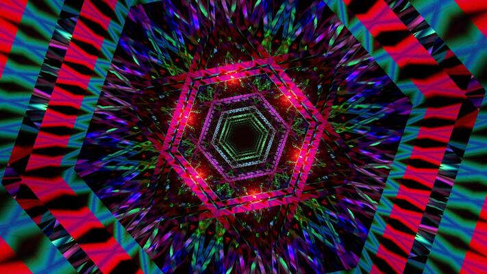 multicolored-neon-hexagon-