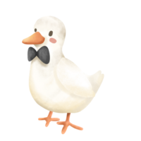 Duck with a black bow tied around its neck png