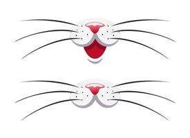 Two cat noses with whiskers with and without a mouth. Cute face of a cat, dog or rabbit. A fun children's print or logo for a pet grooming business. vector
