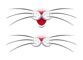 Two cat noses with whiskers with and without a mouth. Cute face of a cat, dog or rabbit. A fun children's print or logo for a pet grooming business. vector