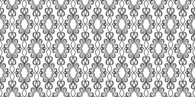 A pattern of black swirls on a white background. Seamless damask ornament. For fabric, wallpaper, wrapping paper, holiday packaging. vector