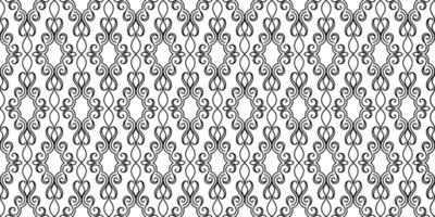 A pattern of black swirls on a white background. Seamless damask ornament. For fabric, wallpaper, wrapping paper, holiday packaging. vector