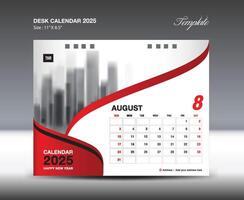 AUGUST 2025 - Calendar 2025 template , Desk Calendar 2025 design, Wall calendar template, planner, Poster, Design professional calendar , organizer, inspiration creative printing vector