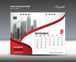 SEPTEMBER 2025 - Calendar 2025 template , Desk Calendar 2025 design, Wall calendar template, planner, Poster, Design professional calendar , organizer, inspiration creative printing vector