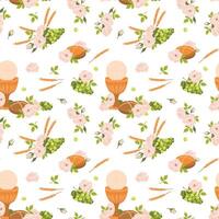 Seamless pattern with symbols of the Christian religion. holy communion elements - chalice, grapes, bread, ears of corn. Design for fabric, wallpaper, textile. vector