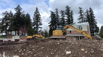 beautiful new house in city of Surrey near Vancouver Canada private sector no people clouds picture like from visualization magazine desire to have such mansion street trees built two-story cottage video