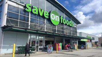 Exterior of a Save On Foods grocery retail location in Surrey Canada video