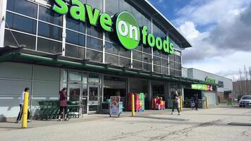 Exterior of a Save On Foods grocery retail location in Surrey Canada video