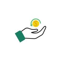 Icon Hand holding coin Cashback vector