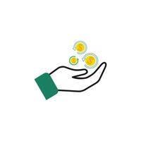 Icon Hand holding coin Cashback vector