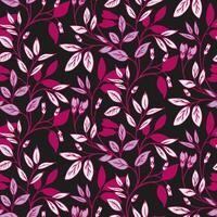 Burgundy abstract artistic branches with small tiny leaves intertwined seamless pattern on a dark background. Creative blooming leaf stems printing. hand drawn. Templates for designs vector