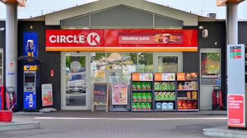 Warsaw, Poland. 28 April 2024. Gas station Circle K. Fuel pumps at Circle K petrol station. photo