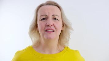 Wide Angle Studio Shot Of Angry Woman Shouting At Camera In Slow Motion video