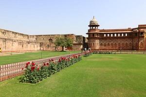Red Fort India 02 15 2023. The Red Fort is a historical citadel from the Mughal era. Built from red sandstone photo