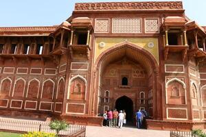 Red Fort India 02 15 2023. The Red Fort is a historical citadel from the Mughal era. Built from red sandstone photo
