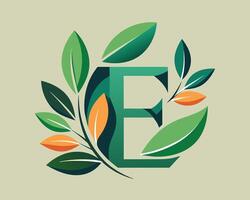 Leaf World Letter E Logo illustration vector