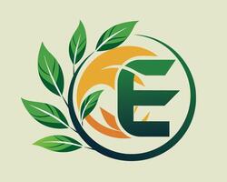 Leaf World Letter E Logo illustration vector