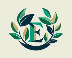 Leaf World Letter E Logo illustration vector