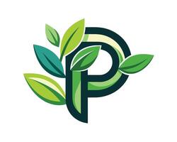 Leaf World Letter P Logo illustration vector
