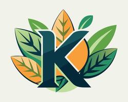 Leaf World Letter K Logo illustration vector