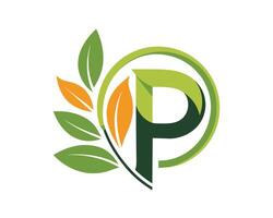 Leaf World Letter P Logo illustration vector