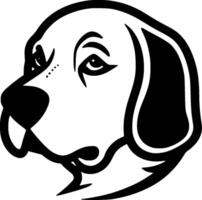 beagle perro - negro y blanco aislado icono - ilustración vector