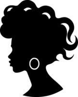 negro mujer - minimalista y plano logo - ilustración vector