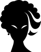 Black Woman - Black and White Isolated Icon - illustration vector