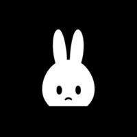 Bunny Face - Black and White Isolated Icon - illustration vector