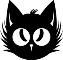 gato - negro y blanco aislado icono - ilustración vector