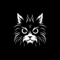 gato - negro y blanco aislado icono - ilustración vector