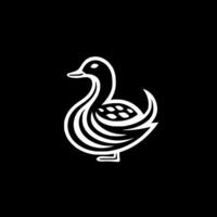 Pato - negro y blanco aislado icono - ilustración vector