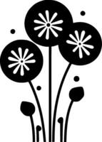 flores - negro y blanco aislado icono - ilustración vector
