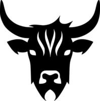 Highland Cow - Black and White Isolated Icon - illustration vector