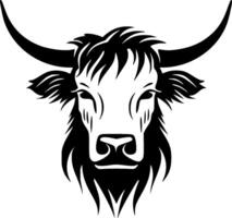 Highland Cow - Black and White Isolated Icon - illustration vector