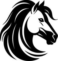 caballo - negro y blanco aislado icono - ilustración vector