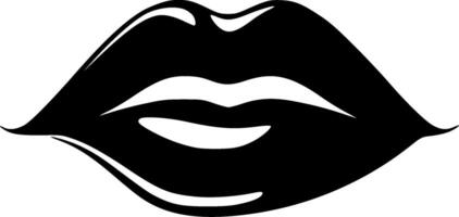 labios - negro y blanco aislado icono - ilustración vector
