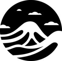 Oceano - negro y blanco aislado icono - ilustración vector