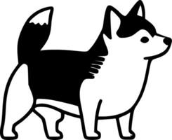 shiba - negro y blanco aislado icono - ilustración vector