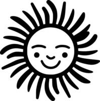 Sun - Black and White Isolated Icon - illustration vector