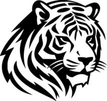 Tigre - negro y blanco aislado icono - ilustración vector