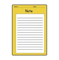 Notebook worksheet template cartoon style vector