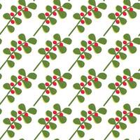 A simple twig with leaves and red berries. Seamless pattern. illustration. vector