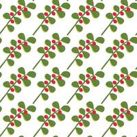 A simple twig with leaves and red berries. Seamless pattern. illustration. vector