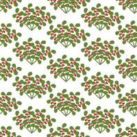 A simple twig with leaves and red berries. Seamless pattern. illustration. vector