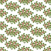 A simple twig with leaves and red berries. Seamless pattern. illustration. vector