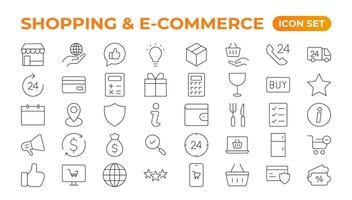 Shopping and ecommerce icon set vector