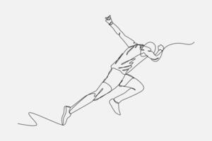 male runner athlete in single continuous line drawing style. editable stroke illustration vector