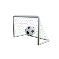 Soccer ball and net 3d illustration png