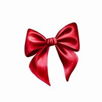 Watercolor christmas red satin bow illustration. New year element isolated on white background. For designers, decoration, shop, for postcards, wrapping paper, covers. For posters and textile. vector